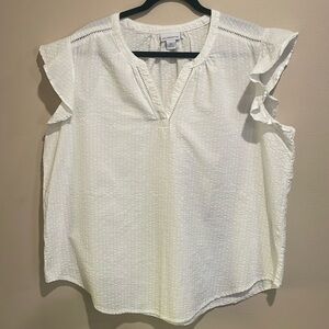 💙Liz Claiborne Casual Classic Chic Everyday Wear white short sleeve top size XL